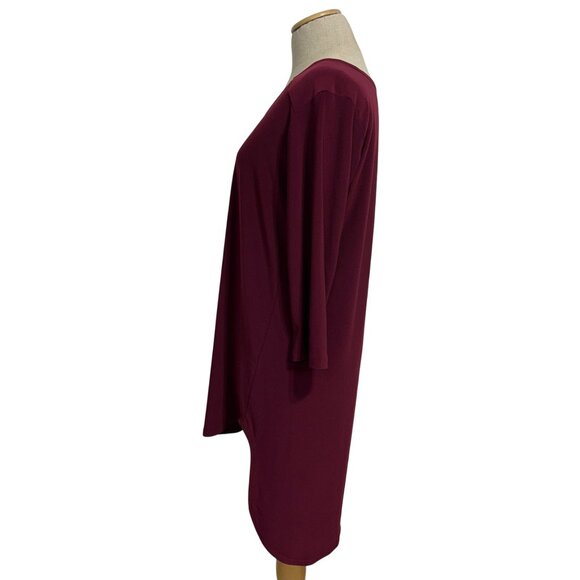 Sympli Women's Sz 10 Burgundy Hi-Low 3/4 Sleeve Tunic Top Polyester - Picture 4 of 10